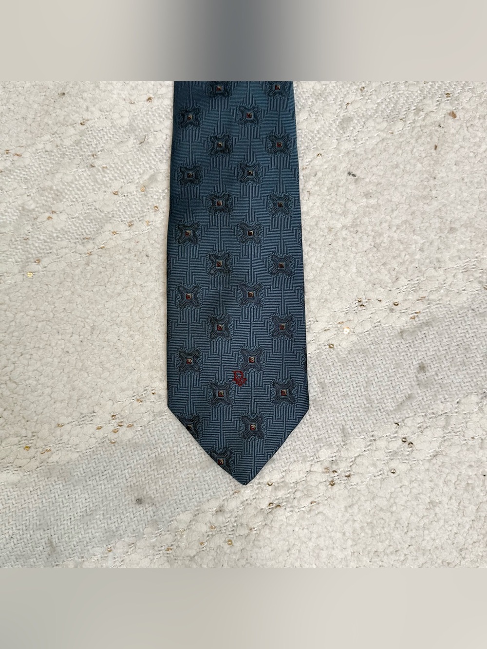 Christian Dior tie blue, black, red and beige silk blend neck tie